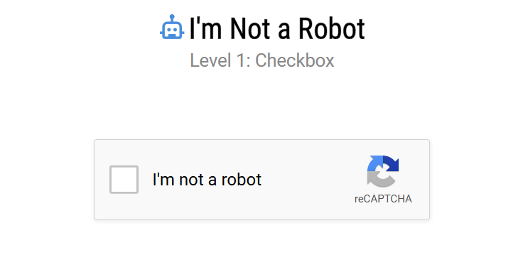 Level 1 checkbox captcha initial state