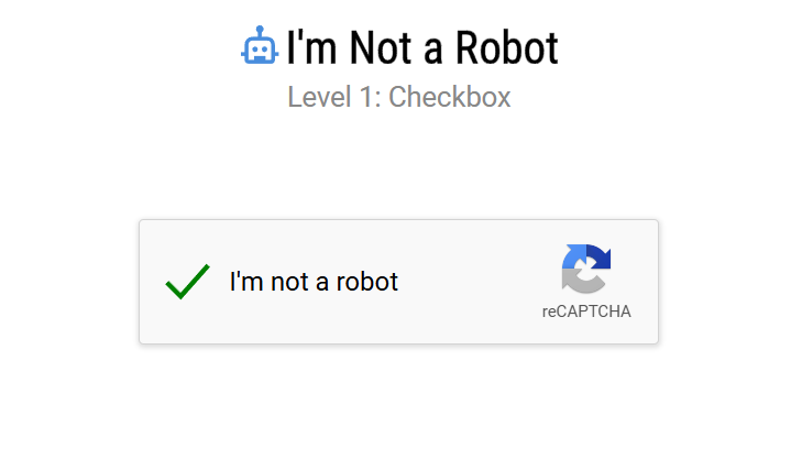 Level 1 checkbox captcha completed state