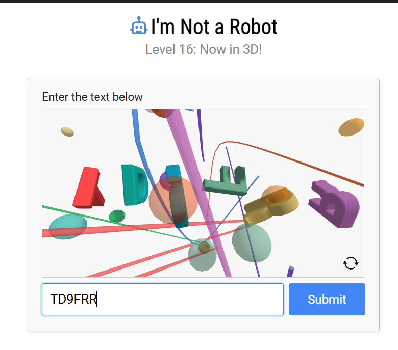 Successful text entry example