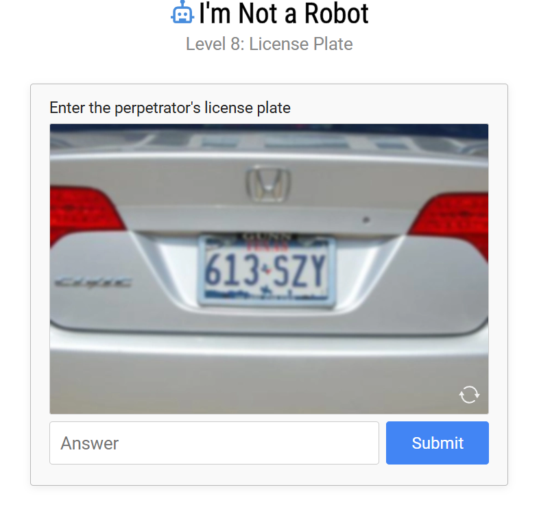 Level 8 License Plate Challenge