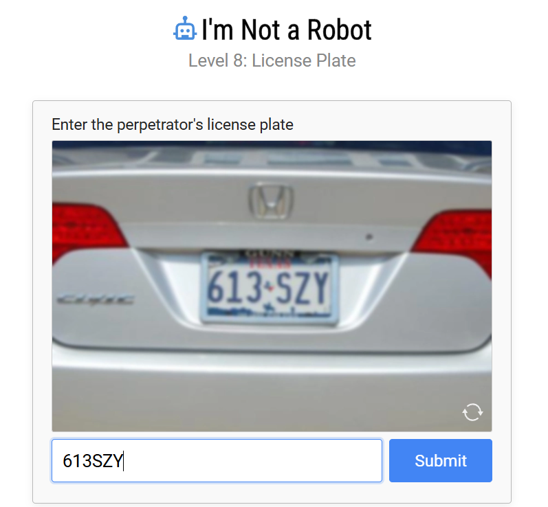 Level 8 License Plate Example